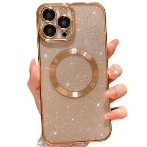 iPhone 12 Pro Max Magnetic Glitter Case, Luxury Plating Cute Bling Clear